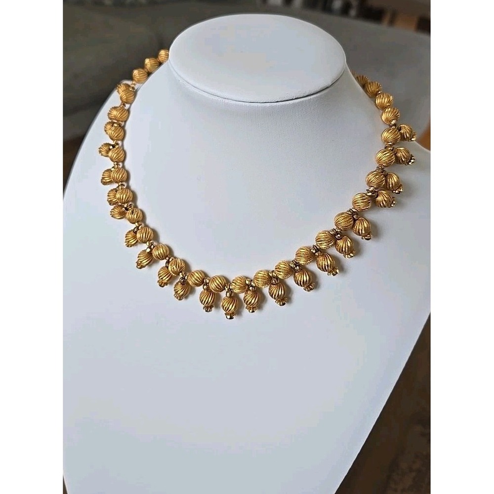 Vintage Vogue Gold Tone Beaded/Dangling Beads Necklace 15 Inches RARE/VGUC